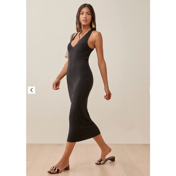 Reformation Ashlee Midi Dress XL Strappy Open Back Minimalist Modern Soft Glam - Picture 10 of 13